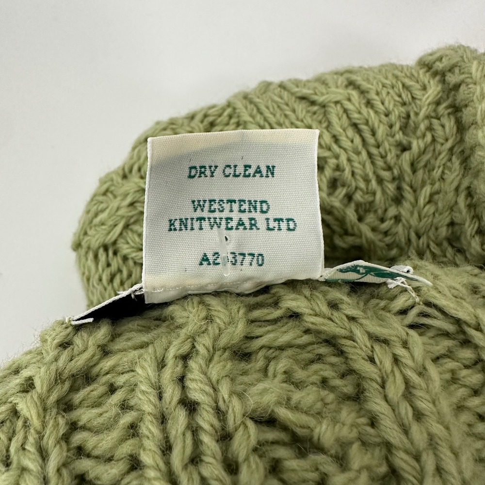 NWOT Aran Crafts Merino Wool Butterfly Stitch Long Zip Cardigan‎ Green XL - Picture 8 of 8